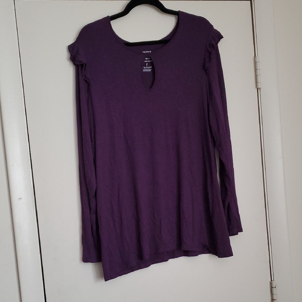 Torrid's Purple Women's key-hole Long-sleeve Top